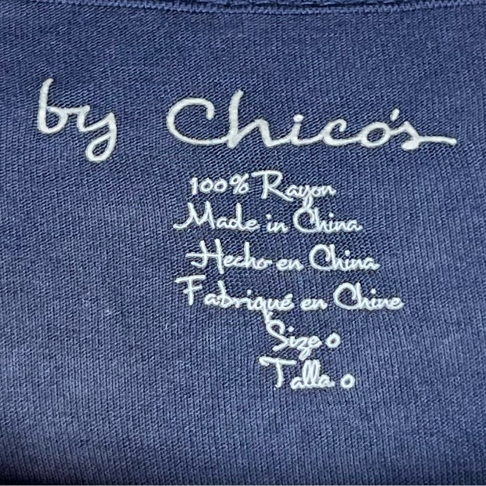 Chico’s Knit Woven Tunic Long Sleeve Asymmetrical Hem Navy Blue Small 570215863 - Picture 5 of 13